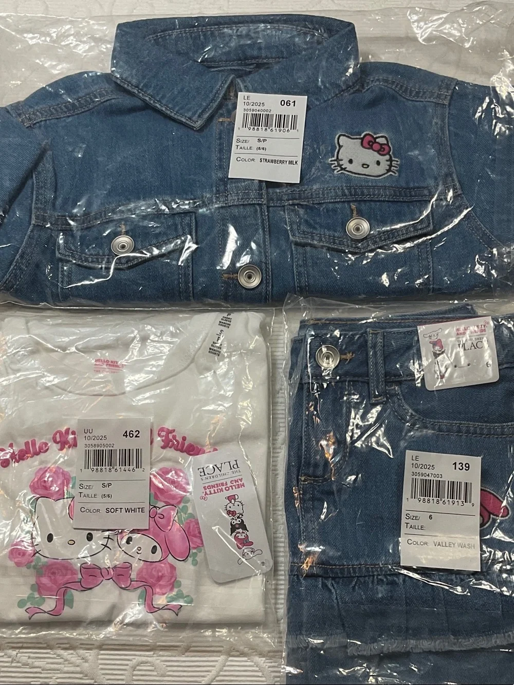 Hello Kitty Denim Jacket & Skirt Set with Hello Kitty Patch - Blue & White